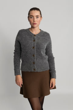 Sia Ras Ls Knit Cardigan - Medium Grey Melange