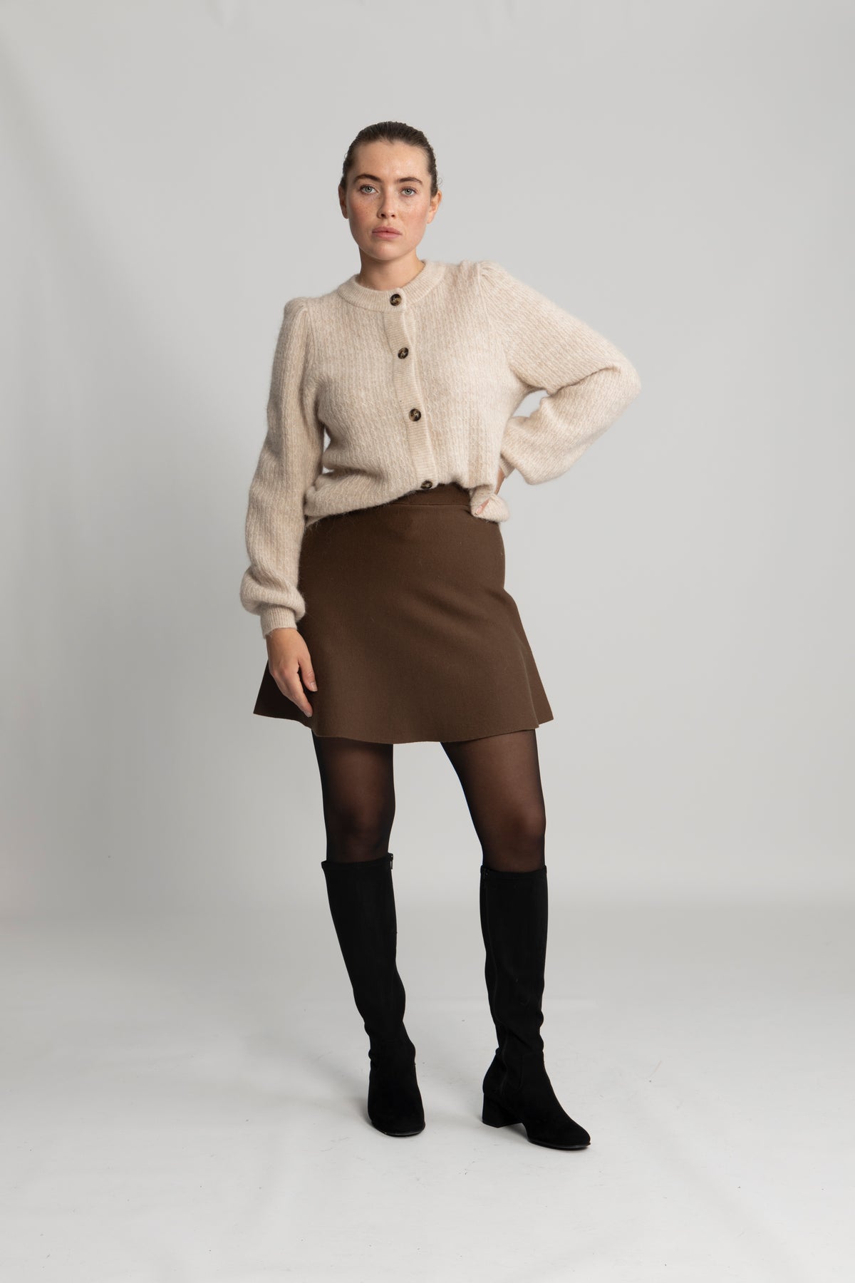 Lulu Ls Structure Knit Cardigan - Birch Melange