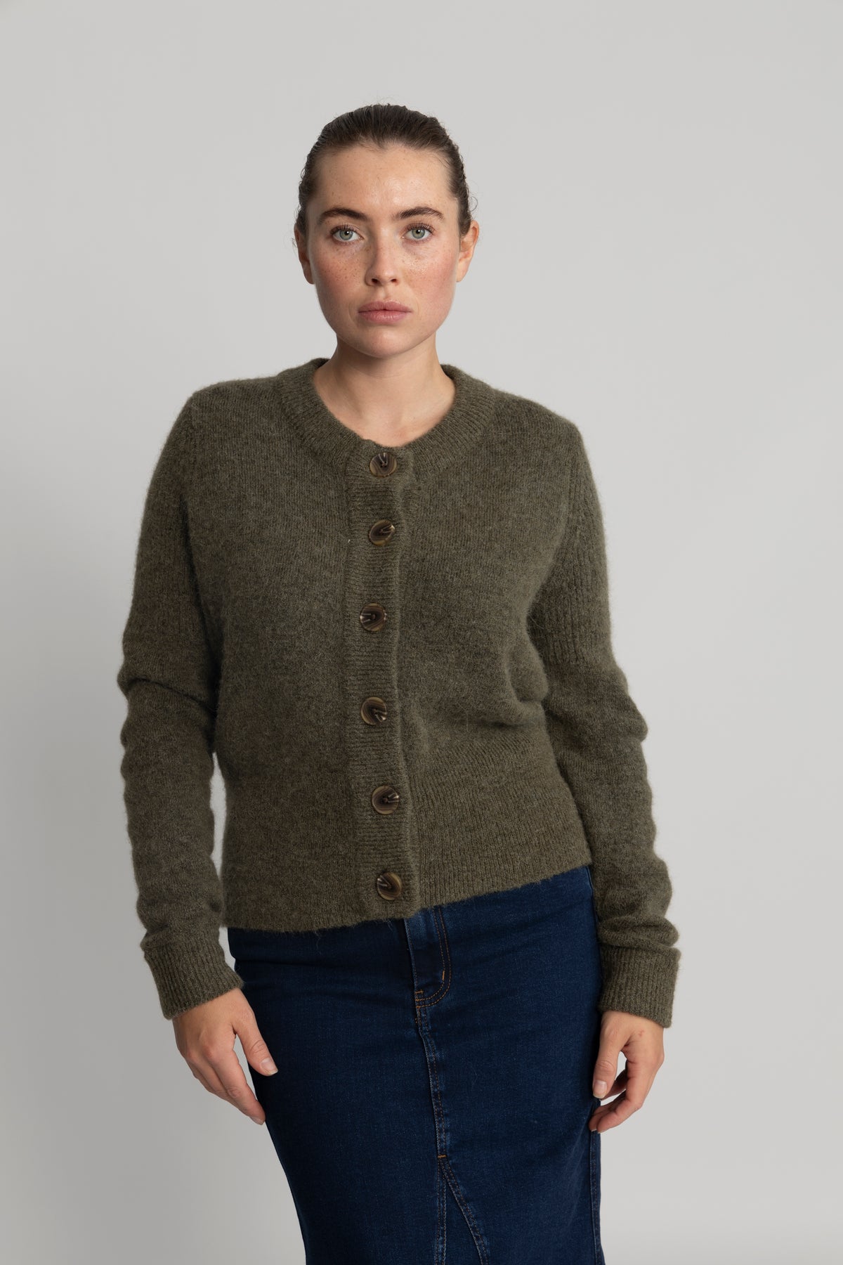 Sia Ras Ls Knit Cardigan - Kalamata