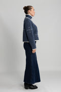 Iben Zip Jacket - Blue With White