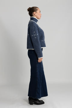 Iben Zip Jacket - Blue With White