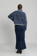 Iben Zip Jacket - Blue With White