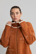 Iben Zip Jacket - Leather Brown With White