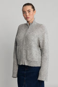 Lediona Hope Zip Cardigan - Light Grey Melange