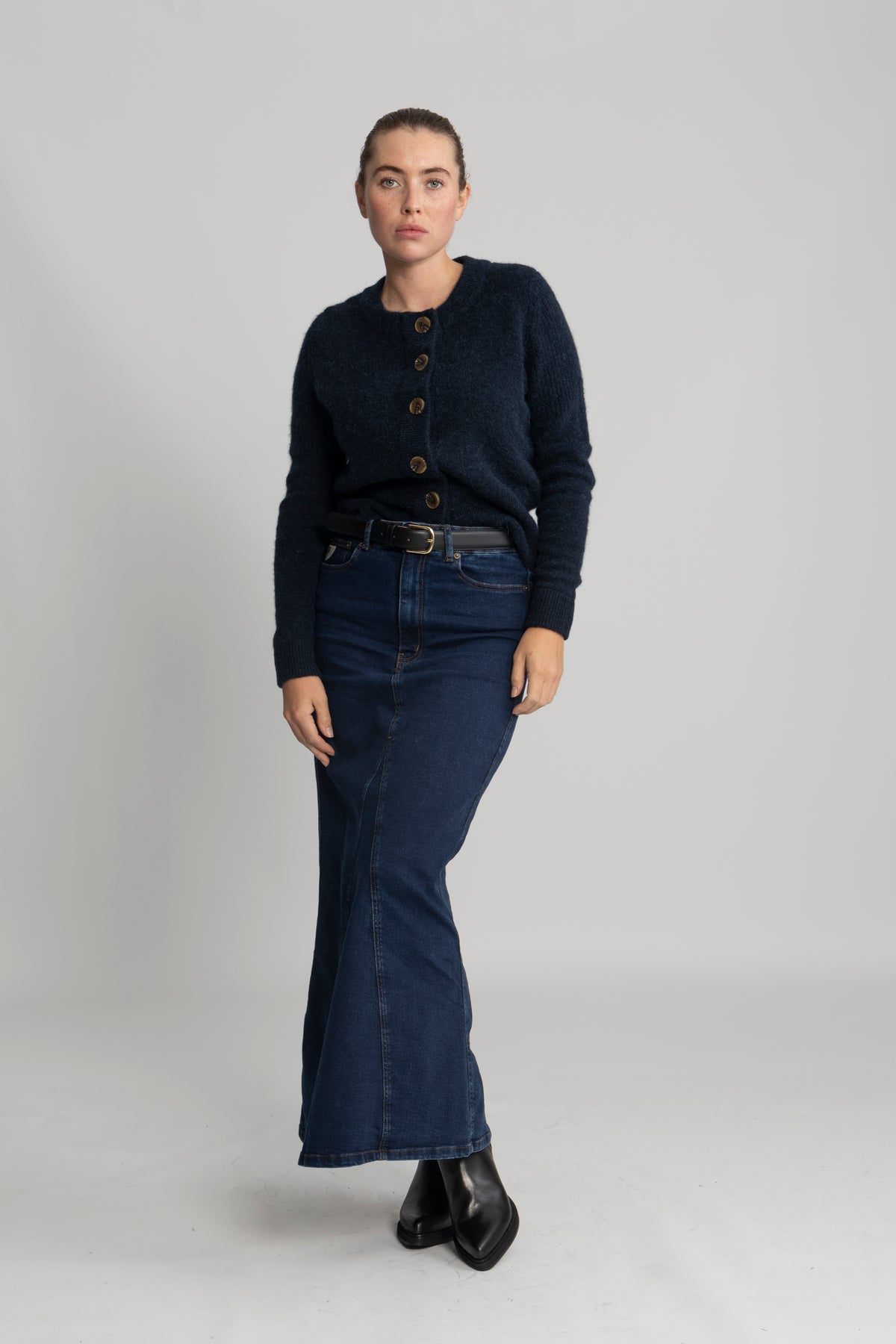 Sia Ras Ls Knit Cardigan - Dark Sapphire Melange