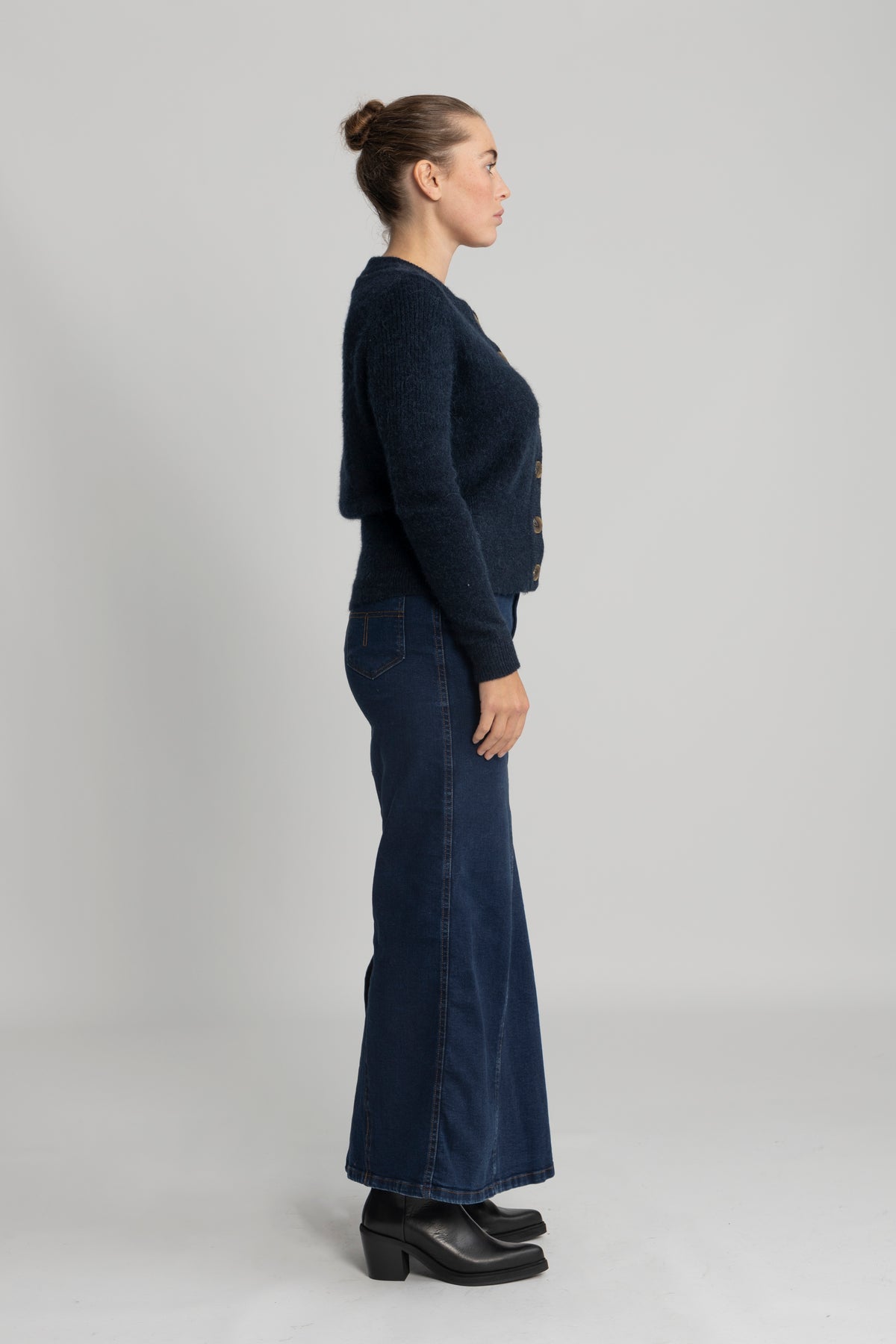 Sia Ras Ls Knit Cardigan - Dark Sapphire Melange