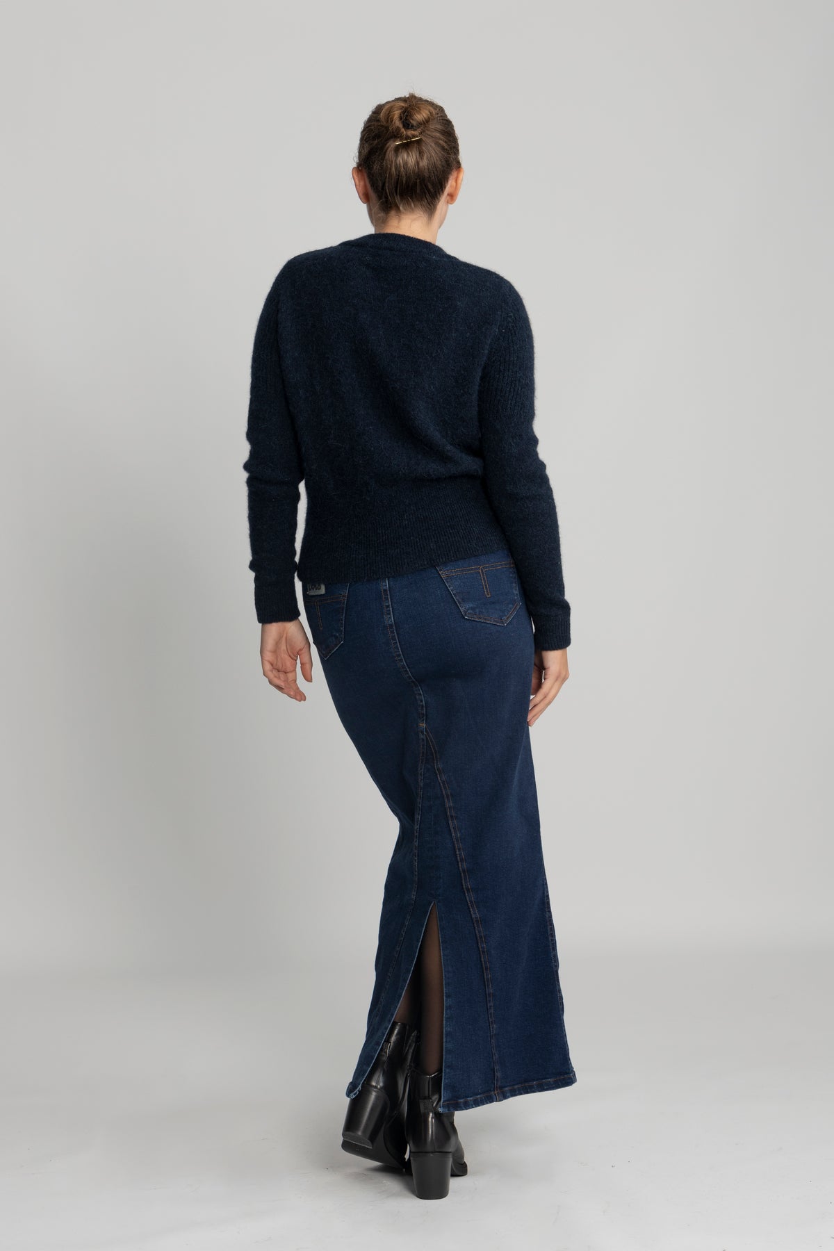 Sia Ras Ls Knit Cardigan - Dark Sapphire Melange