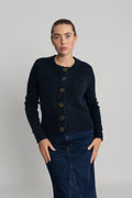 Sia Ras Ls Knit Cardigan - Dark Sapphire Melange