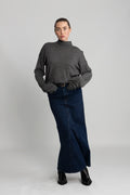 Hella Ls Knit High Neck - Medium Grey Melange