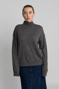 Hella Ls Knit High Neck - Medium Grey Melange