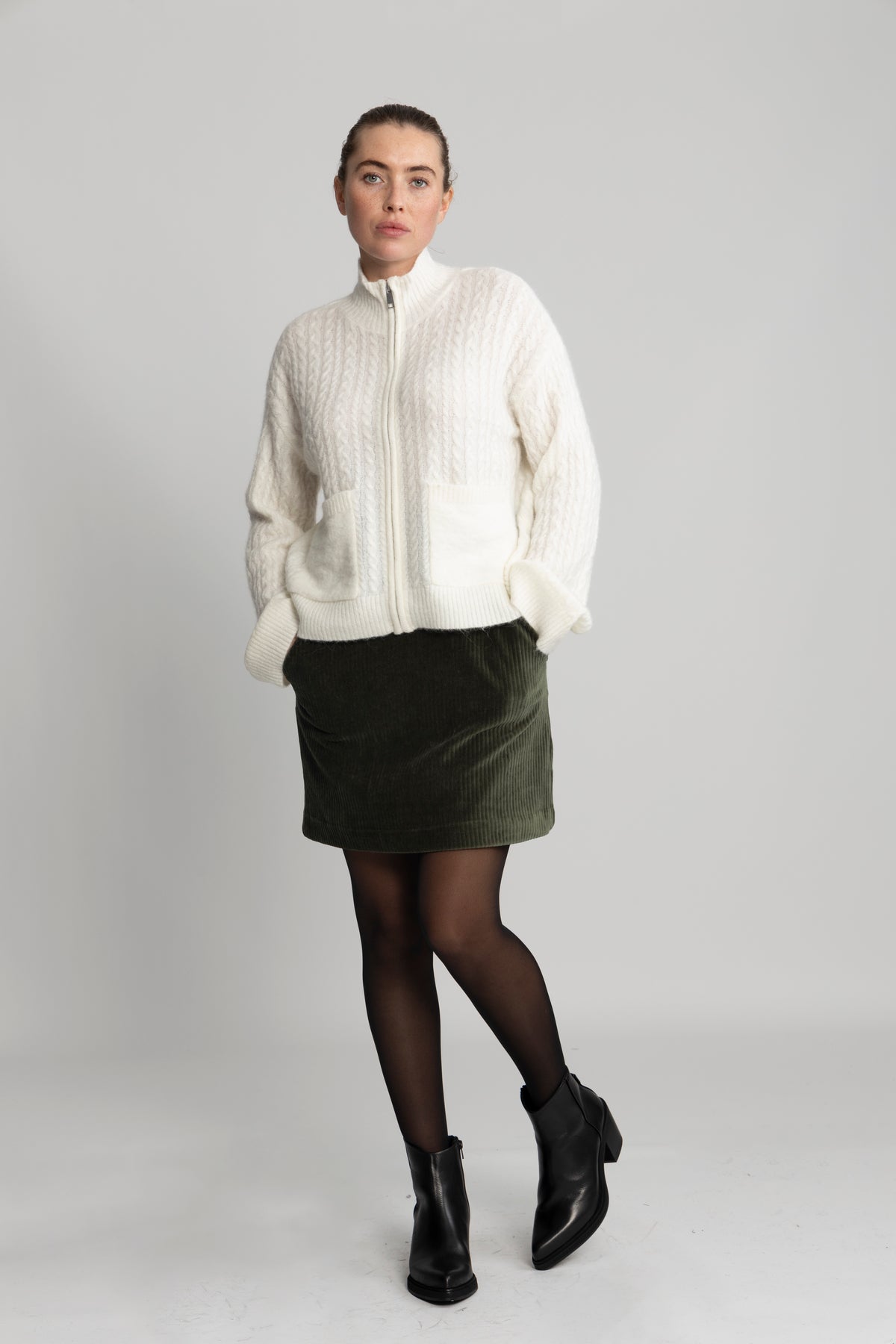 Blithe Hope Zip Cardigan - Egret
