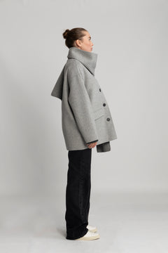 Pam Handmade Scarf Jacket - Light Grey Melange