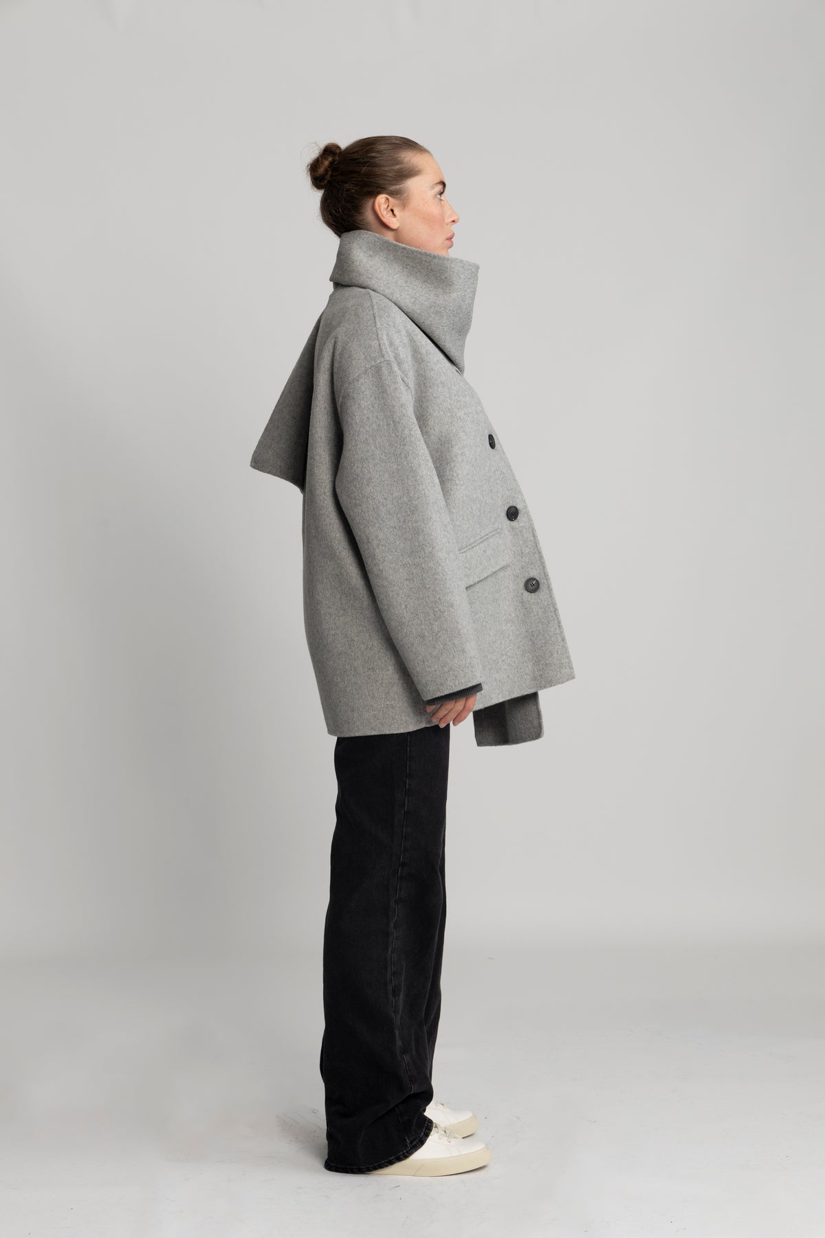 Pam Handmade Scarf Jacket - Light Grey Melange