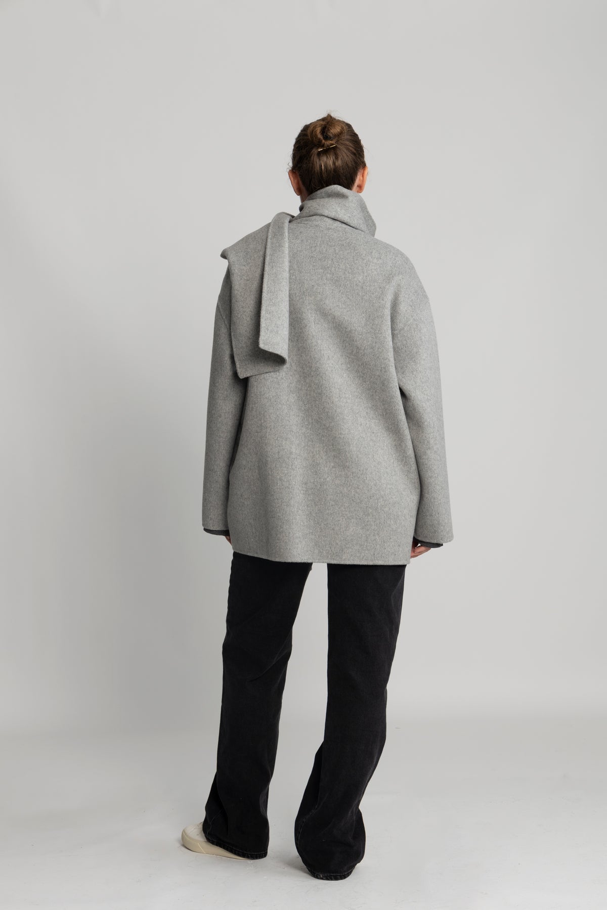 Pam Handmade Scarf Jacket - Light Grey Melange