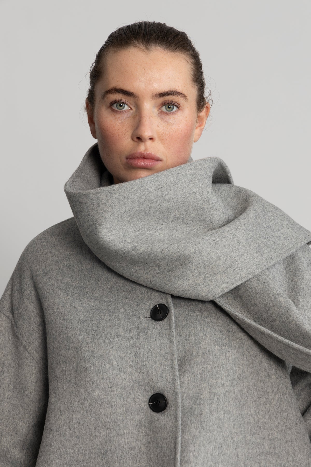 Pam Handmade Scarf Jacket - Light Grey Melange