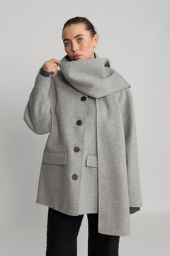 Pam Handmade Scarf Jacket - Light Grey Melange