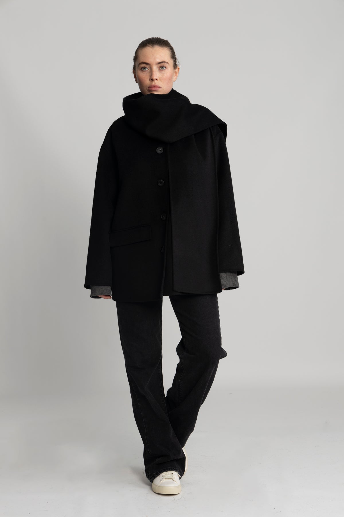 Pam Handmade Scarf Jacket - Black