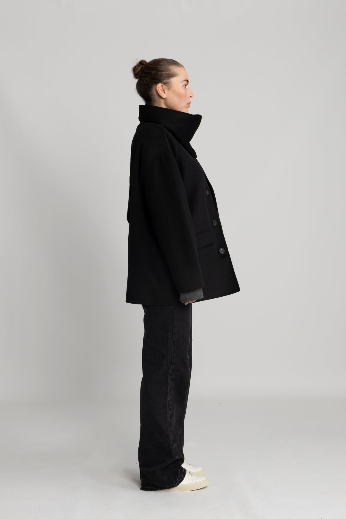Pam Handmade Scarf Jacket - Black