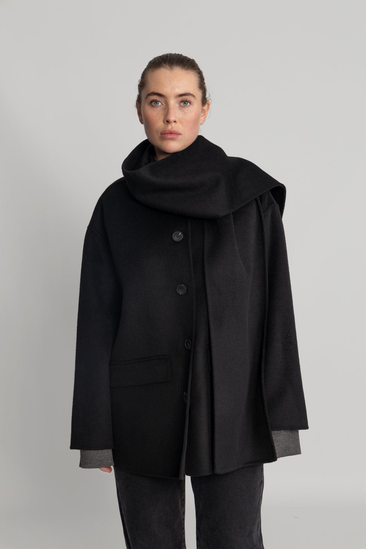 Pam Handmade Scarf Jacket - Black