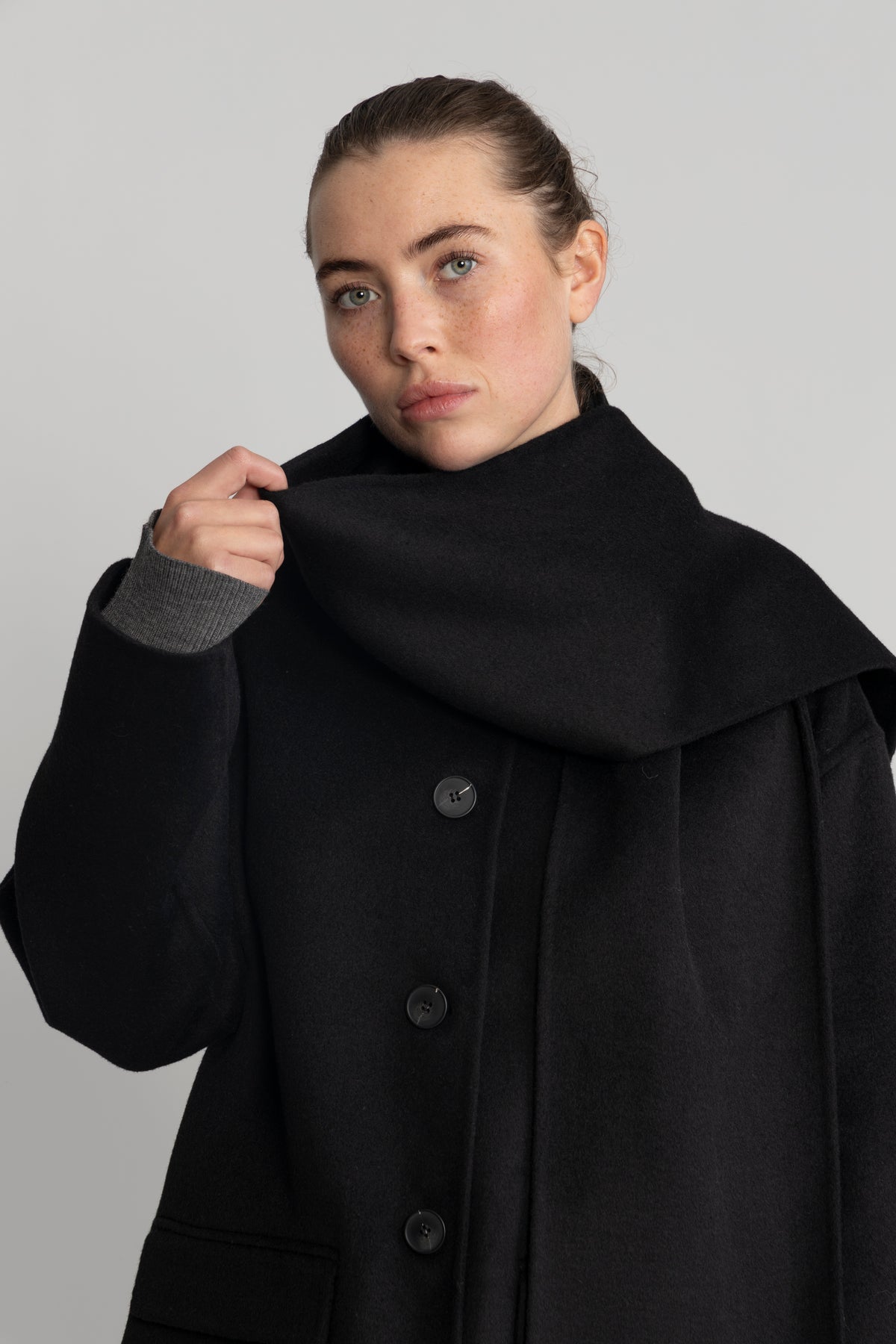 Pam Handmade Scarf Jacket - Black