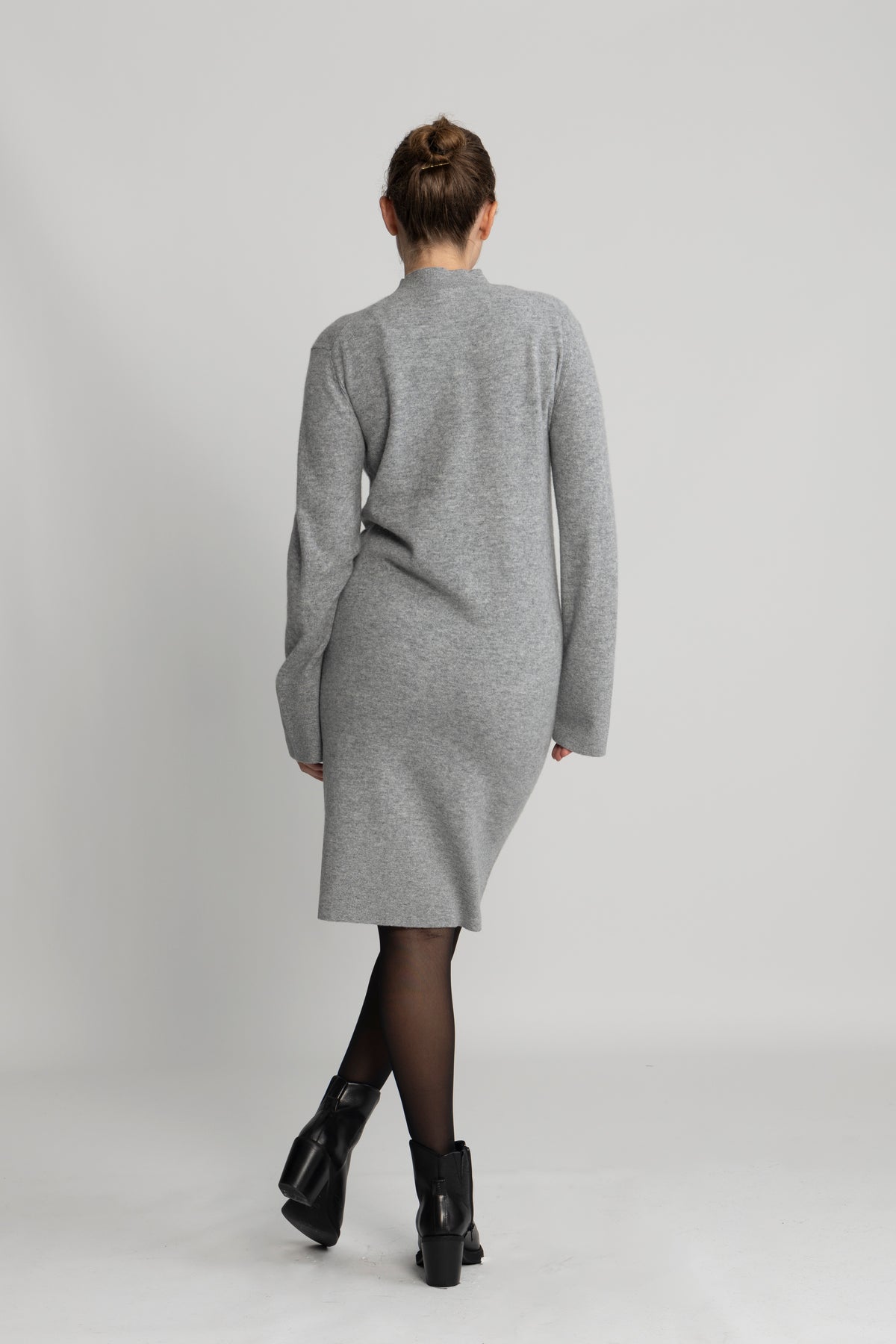 Y.A.S Yasemilie Ls Funnel Knit Dress - Ljusgrå melange