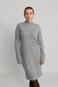 Y.A.S Yasemilie Ls Funnel Knit Dress - Ljusgrå melange