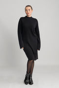 Yasemilie Ls Funnel Knit Dress - Svart