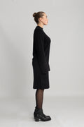 Yasemilie Ls Funnel Knit Dress - Svart