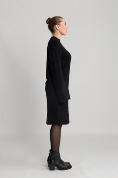 Yasemilie Ls Funnel Knit Dress - Black