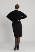 Yasemilie Ls Funnel Knit Dress - Svart