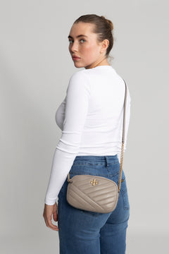 Kira Chevron Camera Bag - Gray Heron