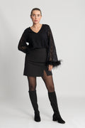 Peach Blouse - Black Lace