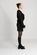 Peach Blouse - Black Lace