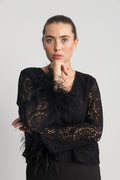 Peach Blouse - Black Lace