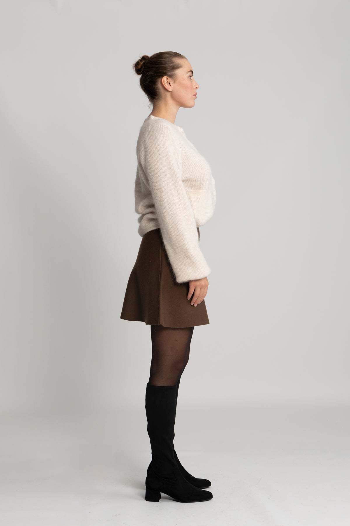 Sia Ras Ls Knit Pocket Cardigan - Birch Melange