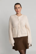Sia Ras Ls Knit Pocket Cardigan - Birch Melange