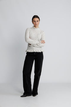 Vienna Alpaca Sweater - Light Grey Melange