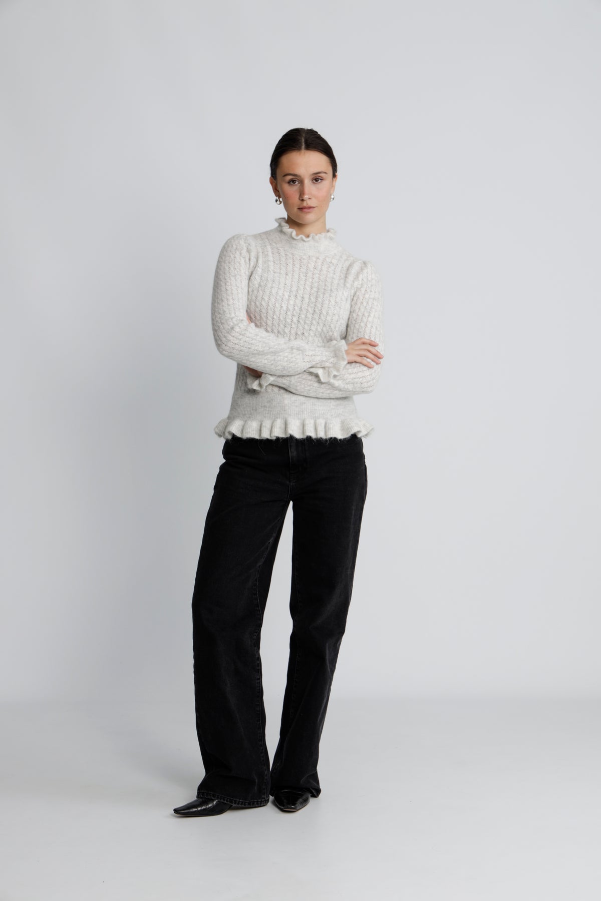 Vienna Alpaca Sweater - Light Grey Melange