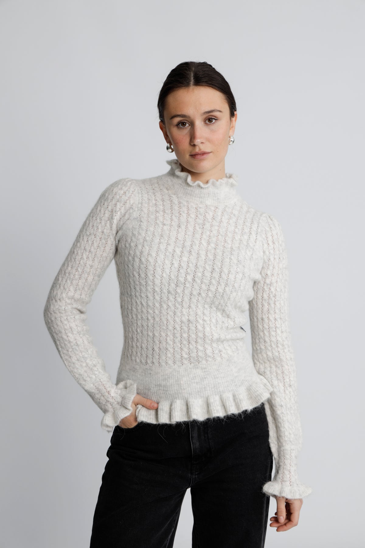 Vienna Alpaca Sweater - Light Grey Melange