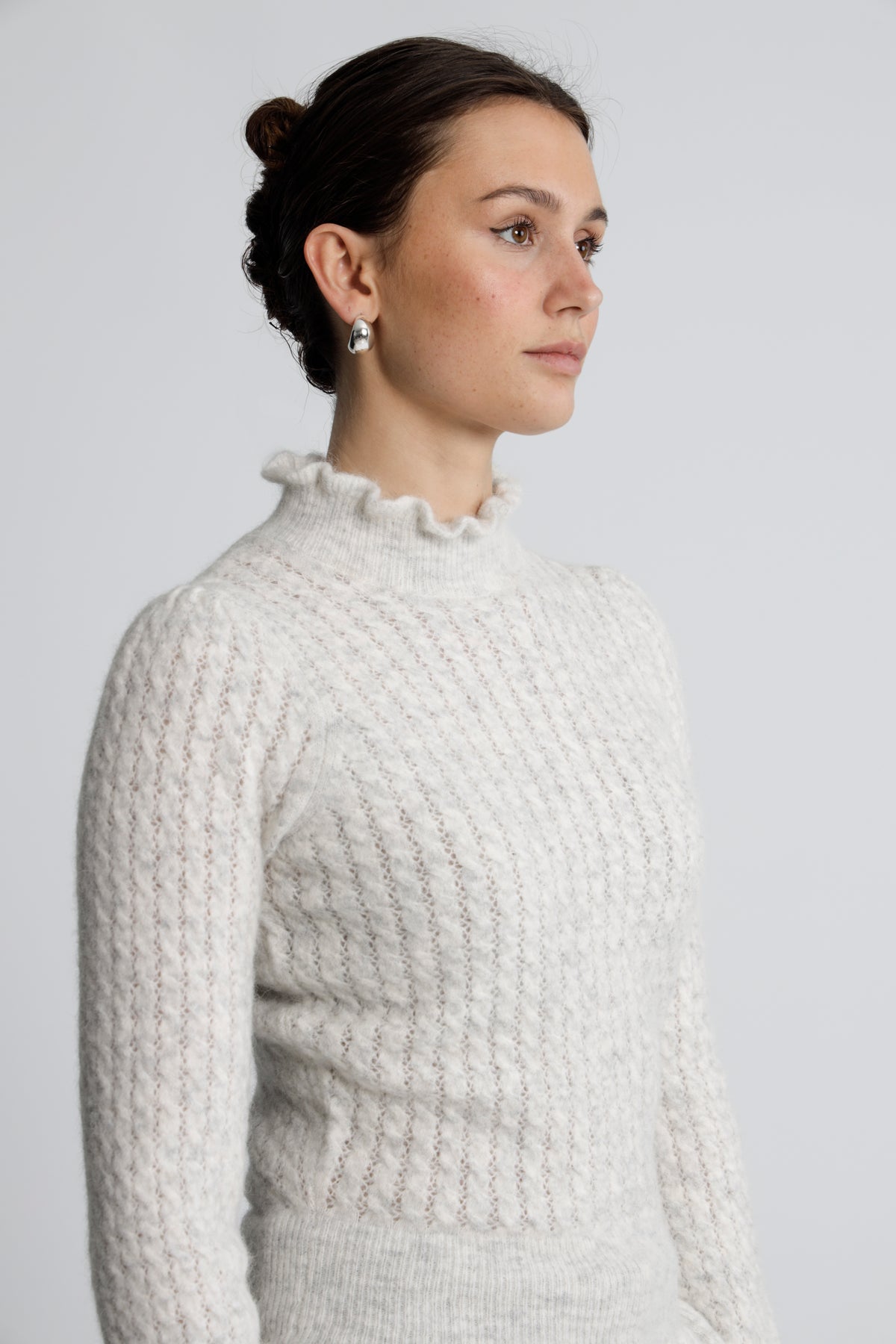 Vienna Alpaca Sweater - Light Grey Melange