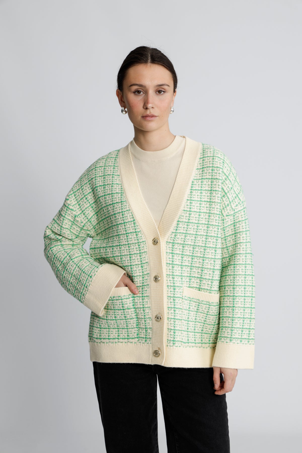Yasliviana Ls Knit Cardigan - Bright Green Birch