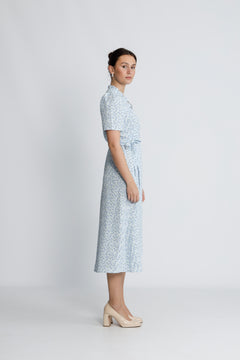 Peony Dress - Blue/White