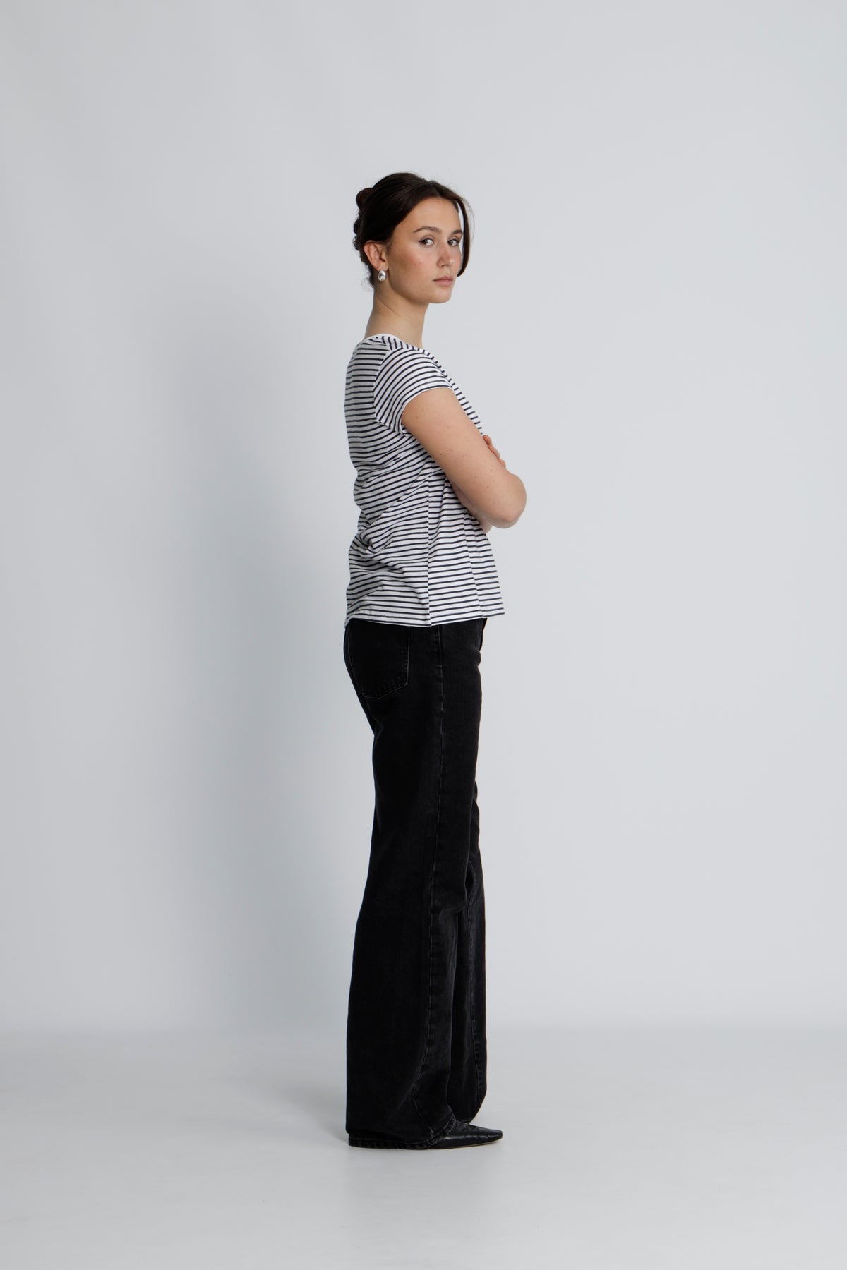 Organic Jersey Stripe Teasy Tee Fav - Parisian Night/Brilliant White
