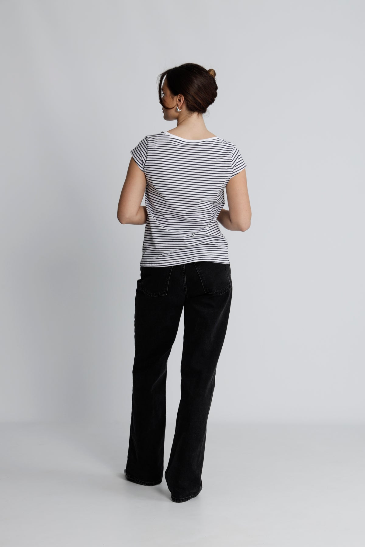 Organic Jersey Stripe Teasy Tee Fav - Parisian Night/Brilliant White