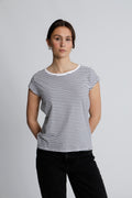Organic Jersey Stripe Teasy Tee Fav - Parisian Night/Brilliant White