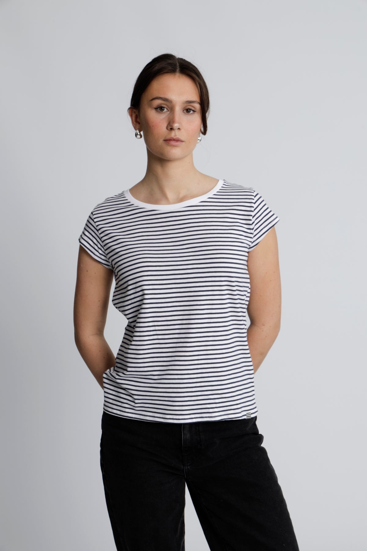 Organic Jersey Stripe Teasy Tee Fav - Parisian Night/Brilliant White