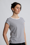 Organic Jersey Stripe Teasy Tee Fav - Parisian Night/Brilliant White