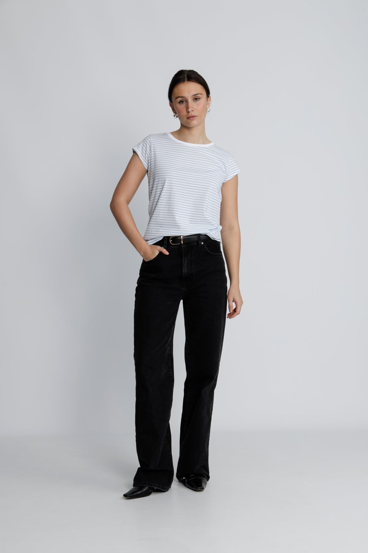 Organic Jersey Stripe Teasy Tee Fav - Cashmere Blue/Brilliant White