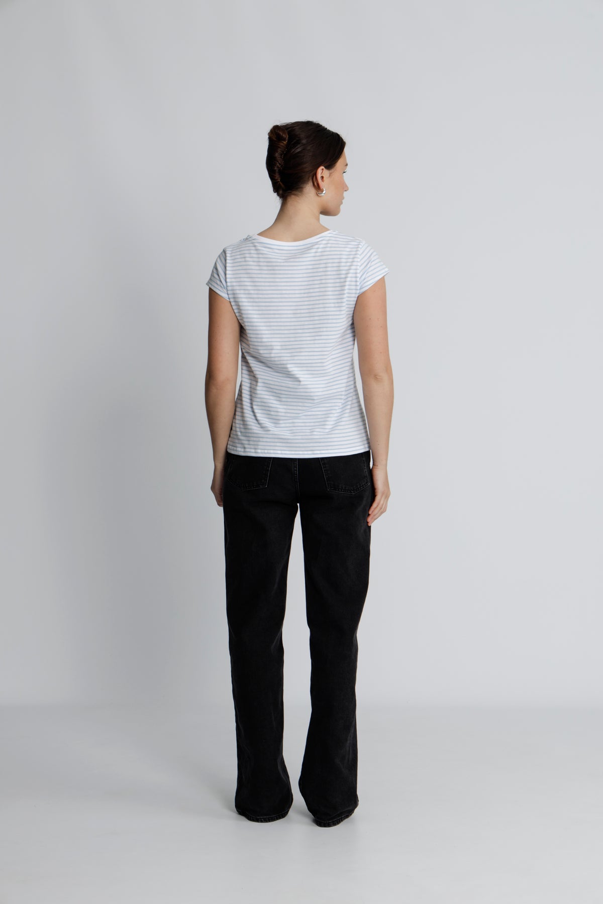 Organic Jersey Stripe Teasy Tee Fav - Cashmere Blue/Brilliant White