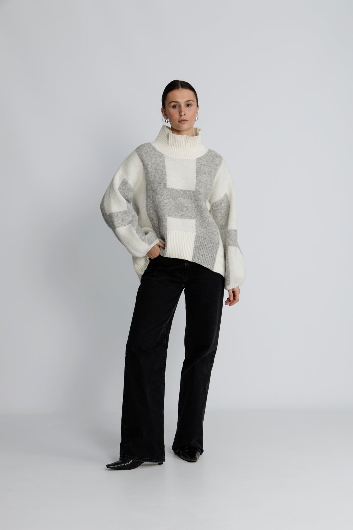 Isa Sweater - Offwhite With Grey